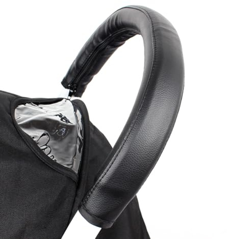 Kinderwagen Griffbezug, 2 Stück Leder Kinderwagen Griff, Kinderwagen Buggy Griffbezug, Kunstleder Armlehne Schutzhülle Lederbezug, Wasserdicht, Nimmt Schweiß Auf, für Kinderwagen, Schwarz