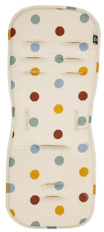 babycab Sitzauflage für Sportwagen/Buggys dots - mit verschiedenen Gurtschlitzen - hautfreundlich & strapazierfähig - Seite 1 aus Baumwolle, Seite 2 aus Frottee - 71(L) x 30(B) x 2(H) cm
