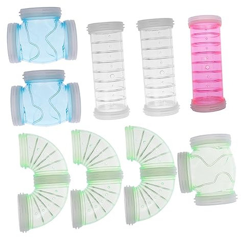 BESPORTBLE Hamster-spielset 9-teilig Tierkäfig-Rohr S-Form Gebogen T-förmig Gerader Kunststoff-Tunnel Spielzeug Übung für Haustiere