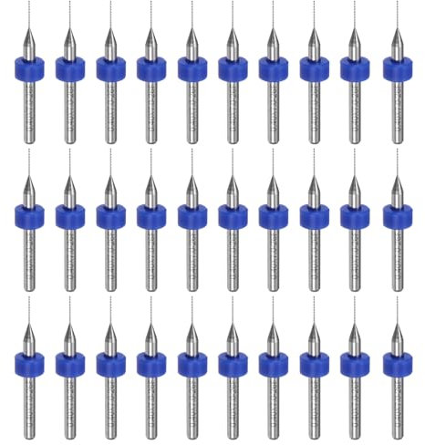 QUARKZMAN PCB-Bohrer 0,4 mm Wolframkarbid Drehwerkzeug Schmuck CNC Gravur Leiterplatte Mikro-Bohrer 1/8-Zoll-Schaft 30 Stück