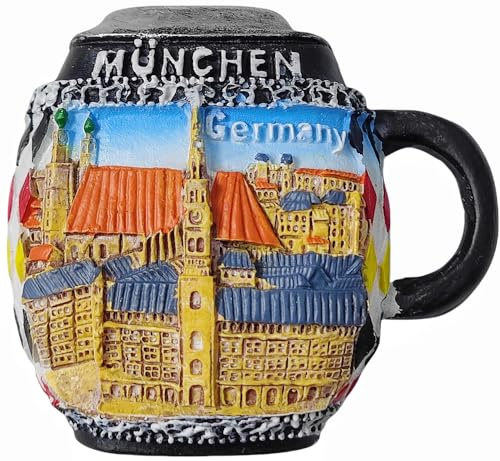 3D Beer Cup Style Munich Germany Fridge Magnet Tourist Souvenir Kitchen Refrigerator Decoration Hand Painted Craft
