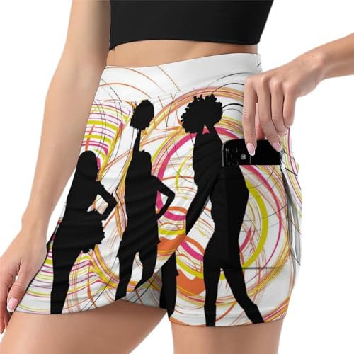 ALTQPG Cheerleading Damen Tennisrock Mit Hose Minirock Golfrock Hosenrock Sommerrock Tennis Skort Laufrock Mit Taschen