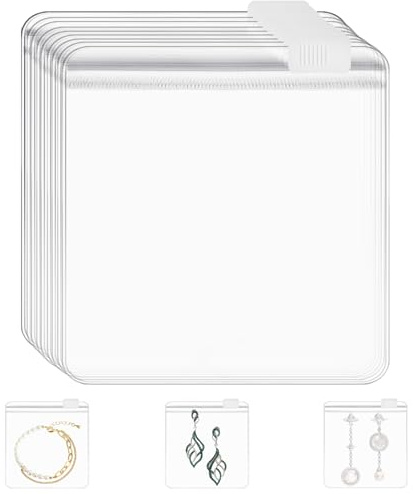 50pcs Transparente Schmuckbeutel,Reise Schmuckaufbewahrung,Reißverschlusstaschen,Versiegeltem Reißverschluss Druckverschlussbeutel, für Schmuck,Lebensmittel, Süßigkeiten, Ohrringe, Armbänder(11*11)