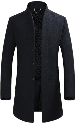 YOUTHUP Abrigos para Hombre Sobretodo de Invierno de Lana Trenca Abrigo Slim Fit Chaqueta, Gris(Diseño 2), S