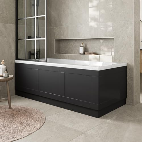 Affine® Traditional 1700 Side Front Panel & 700mm End MDF Bath Panel 15mm, Wooden Panels for Bathroom Baths Soaking Tubs, Adjustable Plinth, Easy to Cut, Black Gloss