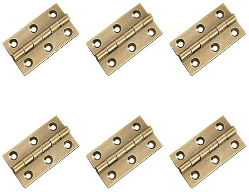 6Pcs Door Hinges,Heavy Duty Brass Folding Hinges for Gate,Window,Drawer 2inch Brass