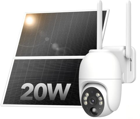 NUASI 4G LTE Überwachungskamera Solar 20W mit SIM Karte, 2K Kamera Outdoor Aussen mit Solarpanel Kabellos PTZ Ohne WLAN Akku PIR-Bewegungsmelder, 2-Wege-Audio, 355°/105°, Wasserdicht IP66