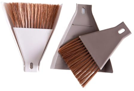 Anneome 2sätze Mini Besen Und Kehrschaufel Set Aus Plastik Teilig Kaffee Beige Für Effiziente Reinigung Von Schreibtischen Laptops Und Engen Räumen Praktisches Haushaltszubehör Für