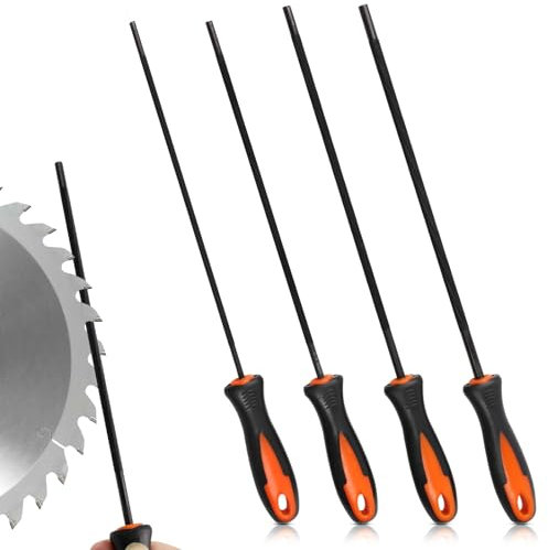 4 pcs Small Chainsaw Files, 3.2, 4.0, 4.8, 5.5mm Chainsaw Sharpener File with Non-Slip Handle, Chainsaws Sharpening File Kit, High Carbon Steel Chainsaws Chain Sharpener for Chain Saw Polishing