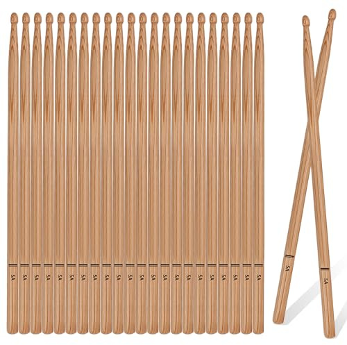 BAIFULAI 5A 12 pares de baquetas antimoho, clásicas baquetas de madera de roble, para adultos, niños y principiantes, para tambores electrónicos de jazz