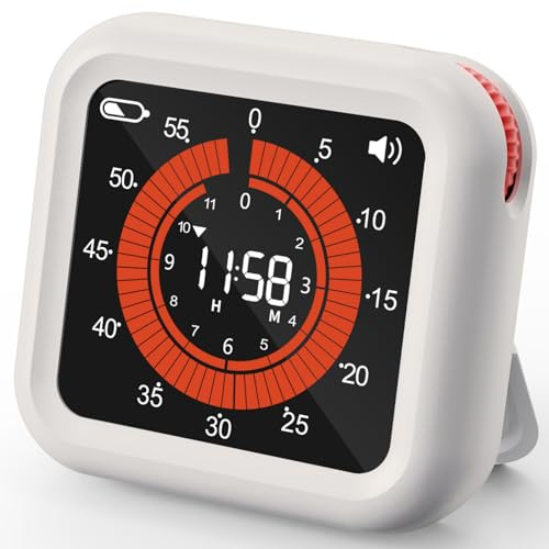 Digitaler visueller Timer, max. 11h59min, aufladbar, magnetisch, VA-Display | USB‑C aufladbar, einstellbare Lautstärke+Helligkeit, Speicherfunktion, ideal für Küche, Klassenzimmer und Lernen