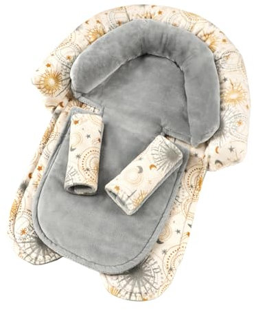 WINGHENLEE Infant Car Seat Insert for Newborn Girls Boys, Upgraded 2-in-1 Baby Carseat Head Support, Soft Reversible Baby Car Seat Insert Cushion Pad for Car Seat, Stroller, Bouncer, Swing, Sun