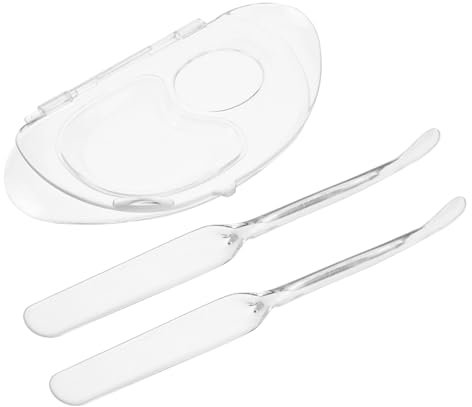 LALADEFIEE 2sets Makeup Artist Palette Acrylic Foundation Plate Multi-use Mixing Tray Spatula for Face Makeup