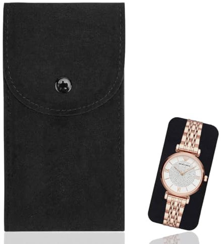 JEYORZY Bolsa de Almacenamiento para Reloj Portátil de Franela, Organizador de Joyería para Viajes (Negro)