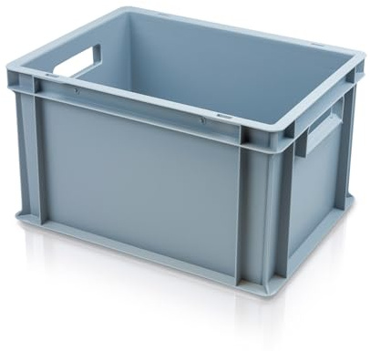 Caterbox Industrial Plastic Storage Container, 20 L, 40 x 30 x 23.5 cm, Heavy Duty Stacking (Open Hand Holes)