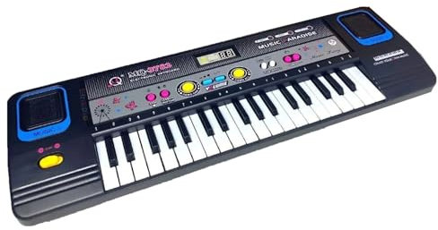 SDMAX Musical Piano Kids, Musical Keyboard Toy, 37 Keys Microphone, Musical Instrument, Portable Music Keyboard, Durable Plastic, Early Musical Education, Black