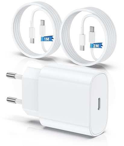 Chargeur pour iPhone 17 15 16, 20W Apple Original Chargeur Rapide avec 60W 1M+2M câble de Charge Rapide pour iPhone 16 17 15/17 16 15 Pro/17 16 15 Pro Max/16 15 Plus/Phone Air iPad Pro/Air/Mini