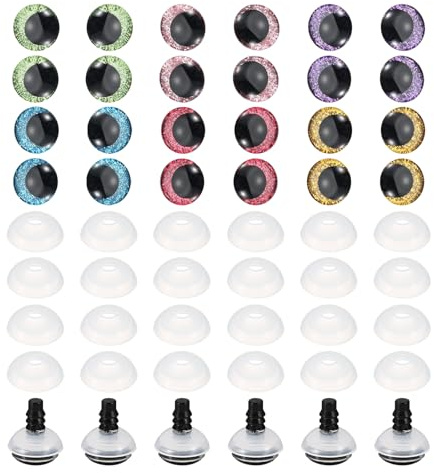 PATIKIL 12mm Flash Safety Eyes, 48 Pcs Doll Eyes Realistic Colorful Crocheting Safety Eye for Decor Crochet Accessories Dolls Craft, Mixed Colors