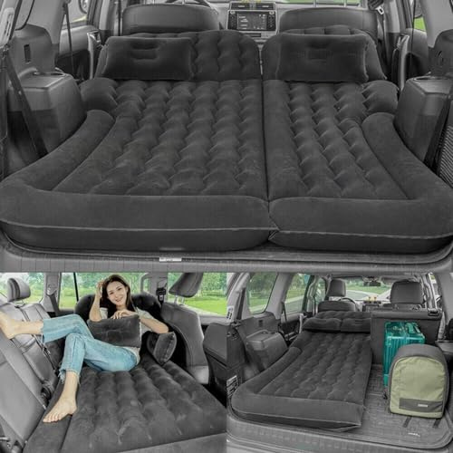 LENJKYYO Bilmadrass, luftmadrass, bagageutrymme med elektrisk luftpump, SUV, camping, svart
