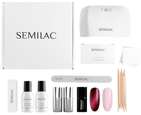 Semilac Nail It All – UV-Nagellack Starter Set mit LED-Lampe, Farben 002 & 467, Base & Top Coat – Komplettset mit Zubehör für Einsteiger – Langanhaltende Maniküre bis zu 21 Tage
