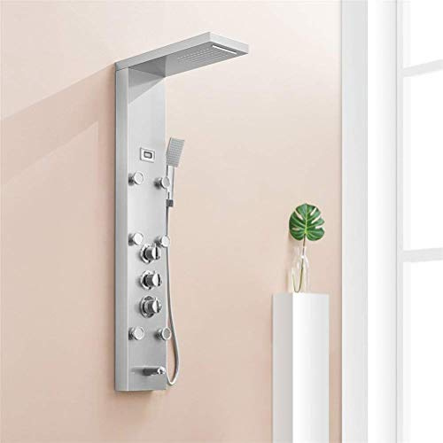 SnamicE Colonne de Douche thermostatique à Effet Pluie, Massage corporel, Panneau de Douche Chaud et Froid avec Affichage numérique de la température, Panneau de Douche, B,B,B