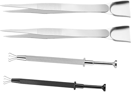 4 Piece Jewelry Pliers Set with Nonslip Grip for Precisions Crafting and Electronic Repair Piercing Ball Twisters Four Claw Bead Gripping Tweezers