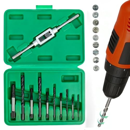Svitatore per Viti con Punte a Spirale,Gloryit Set per la Rimozione di Viti Spanate,Set di 11 Punte da Trapano ed Estrattori,Utilizzato per Praticare Fori e Rimuovere Viti Danneggiate.