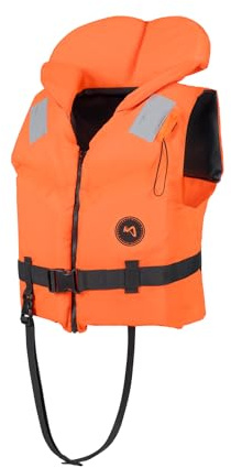 MESLE Chaleco salvavidas 100N, seguro para sudar según DIN EN ISO 12402-4, chaleco salvavidas para niños y adultos, 10-120 kg, silbato de señal, reflectores, orificios de drenaje, ideal para barcos