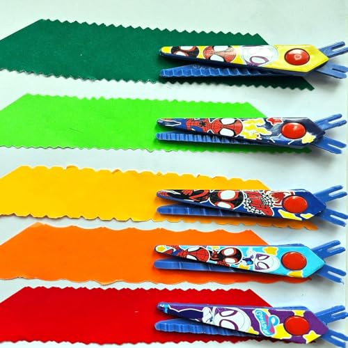 Kids Craft Scheren-Set mit 5 Mustern, Sicherheits-Kunststoff-Zickzack-Schere für Papier und Karten, verschiedene Cartoon-Designs, Kunst und Handwerk, Schule und Heimwerker, kinderfreundliches