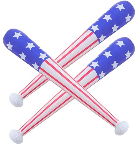 Cabilock 3pcs Inflatable Baseball Bat Patriotic Sports Party Favors for Independence Day Celebration Blow-up Cheering Stick for Adults Lightweight Birthday and Outdoor Game Accessory