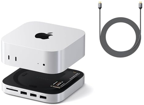 𝗦𝗔𝗧𝗘𝗖𝗛𝗜 𝗕𝘂𝗻𝗱𝗹𝗲 Mac Mini M4 Hub Soporte Carcasa SSD NVMe y Cable HDMI 2.1 2m Bundle