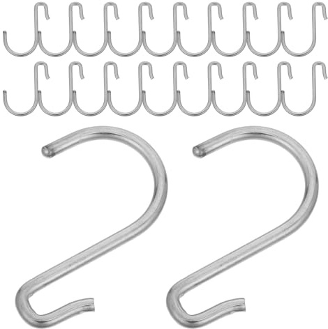 Homoyoyo 20 Ganci a J in Acciaio Inox per Pannelli Forati, Set di Piccoli Ganci Portaoggetti da Parete per Garage, Officina e Organizzazione Ufficio