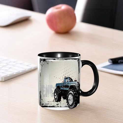 EMCLKS Tazze colazione,Durevole,Tazze Caffe e The 330ml,Idee Regalo Regali Natale,Mug per Lavastoviglie e Microonde,Camion, bestie meccaniche punk, camion fuoristrada giganti, graffiti alla moda