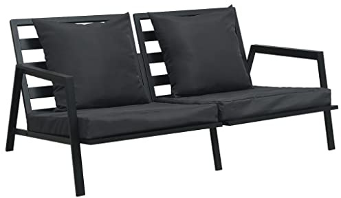 pokgdf Set di 5 mobili da giardino con cuscini in alluminio verniciato a polvere, grigio scuro, in alluminio, per terrazza e giardino