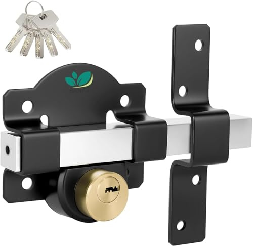 50mm/2 Long Throw Gate Lock, Lock Bolts, 304 Stainless Steel Both Sides Door Lock with Rear Double Locking and Catch Latch Slide Bolt, for Garden/Sheds/Courtyard/Warehouse/Garage/Barn/Depot