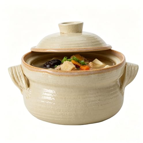 Casseruola tradizionale giapponese in terracotta, piccola casseruola, zuppiera versatile, for cuocere a vapore, cuocere a fuoco lento e stufare lentamente(1900ml)