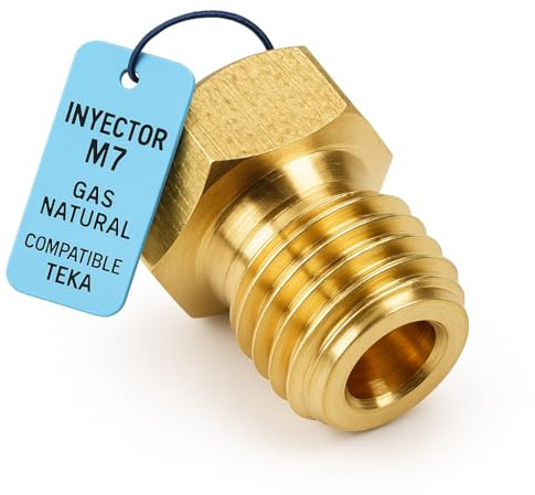 RECAMBIOS DREYMA Inyector M7 Gas Natural 1 UND Laton Macizo Rosca Precisa Calibrado para Cocinas/Encimeras Conversion Segura Instalacion Compatible con Teka Fagor Balay Repuesto Plus GN Paso