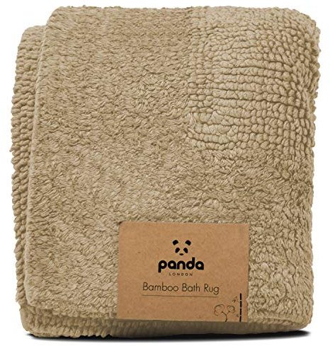 Panda® Bamboo Bath Rug - 50 x 80 cm, Sand | Soft, Fluffy, Ultra-Absorbent | Bathroom Tub, Shower Mat | Non-Slip | Luxury Spa-Like Feel | Antibacterial & Quick-Dry | Handmade | Machine Washable