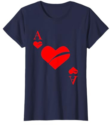 Damen Damen Herz Ass Poker Spielkarten Kartenspiel Karnval Kostüm T-Shirt