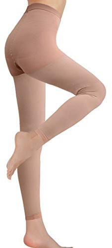 Medizinische Kompressionsstrumpfhose für Vericose Venen Ödeme Gradient Druck 20-30mmHg Blickdicht abgestufte Kompressionsstrümpfe, Fußlos, Beige, L (Packung Con 1)
