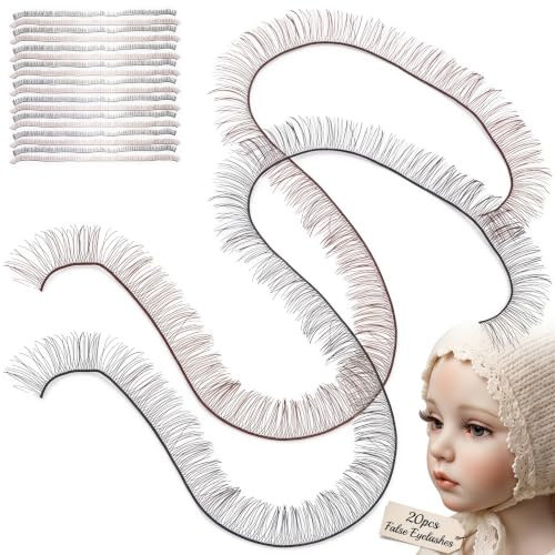 Künstliche Wimpern, Puppenwimpern, Nylon, 20 Stück, für Bastelpuppen (schwarz +)