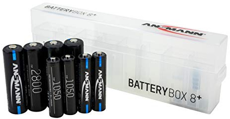 Ansmann 4X Akku AA Typ 2800mAh (min. 2650mAh) + 4X AAA Akku 1050mAh + Akkubox - NiMH 1,2V Batterien wiederaufladbar, hohe Kapazität für hohen Strombedarf 1300-0018-590 Silber