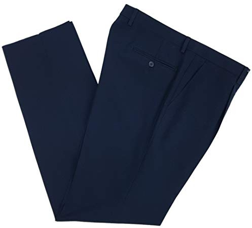 N+1 Pantalone Uomo Classico in Fresco Lana Elegante Vita Alta Gamba Larga 46 48 50 52 54 56 58 60 (48(88cm) - Blu)