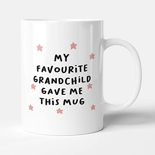 Victorian Printing Co - My Favourite Grandchild Gave Me This Mug Pink Stars - Grandpa Birthday Mug, Ceramic, 11fl.oz.