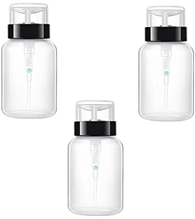3 Pcs 200ml Nail Polish Remover Push Down Bottle Nail Art Tool Pump Nail Dispenser Nail Remover Bottle Nail Cleanser Bottle for Nail Polish Makeup Remover