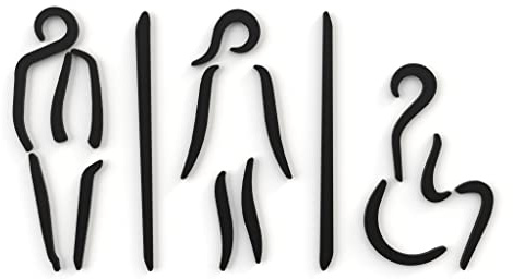 Signs - A rilievo, Simboli adesivi Bagno Uomo Donna Disabile (15 cm) - Set Targa bagno adesiva SA150 (1 Uomo + 1 Donna + 1 Disabile, Nero)