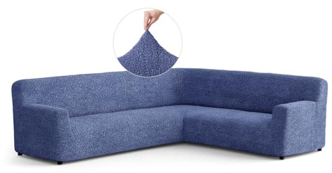 PAULATO - Sofabezug Ecksofa-Husse aus einfarbiger Mikrofaser, kratzfestes und maschinenwaschbares Gewebe, Made in Italy - Blau
