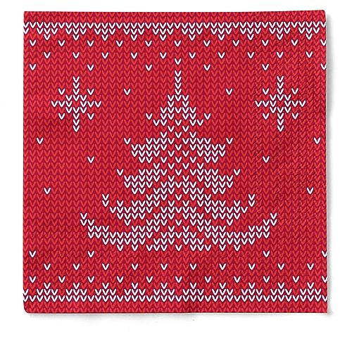 Sovie HORECA Weihnachtsserviette Ted in Rot aus 3-lagigem Tissue 33 x 33 cm, Einweg Serviette Wintermotiv, ideal für Advent, Weihnachten & Feiern, 100 Stück
