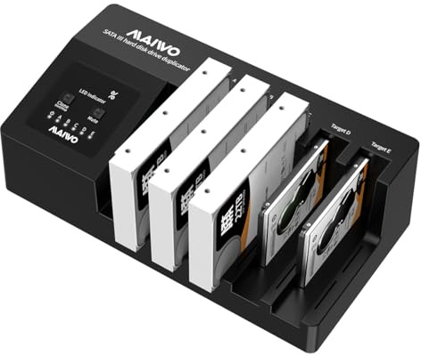 MAIWO 5 Bay External Hard Drive Docking Station with Cooling Fan - USB 3.1 SATA HDD Dock Cloner Duplicator for 3.5 2.5'' Drives, Expandable Storage up to 110TB, Black