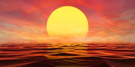 adrium Acryl-Bild 120 x 60 cm: Fantasy-Sonnenuntergang-Sonnenaufgang auf Meerespanorama, helle, wunderschöne Sonnenuntergangswolken. Spiegelung von Himmel (178162228)